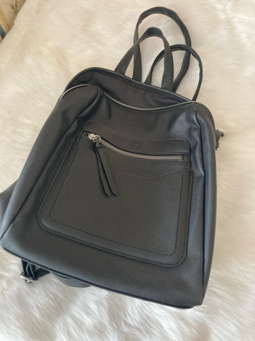 Classic Black Women's Faux Leather Backpack